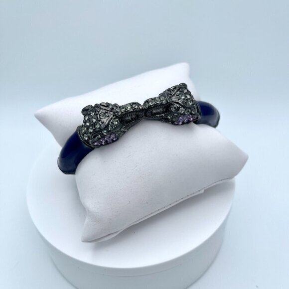 Elephant Cuff Hinged Bracelet with Purple Rhinestones - Picture 3 of 9